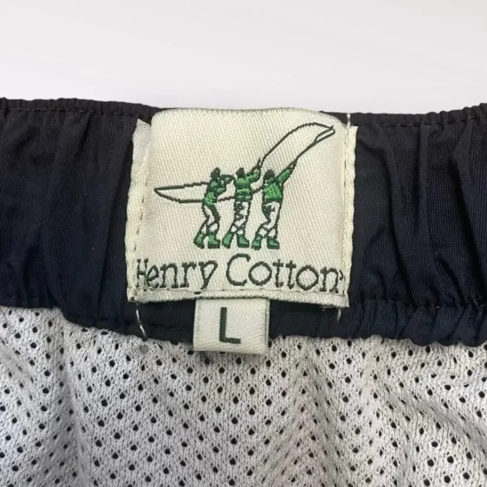 Henry Cotton’s Button Closure‎ Swim Trunks Mens Size Large Navy Swimwear